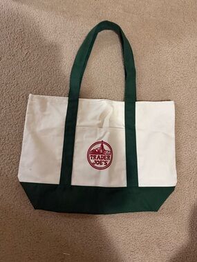 Green & White Canvas Tote Bag large